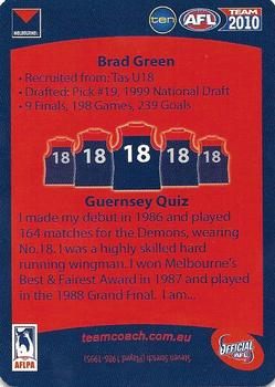 2010 Team Zone AFL Team - Silver #127 Brad Green Back